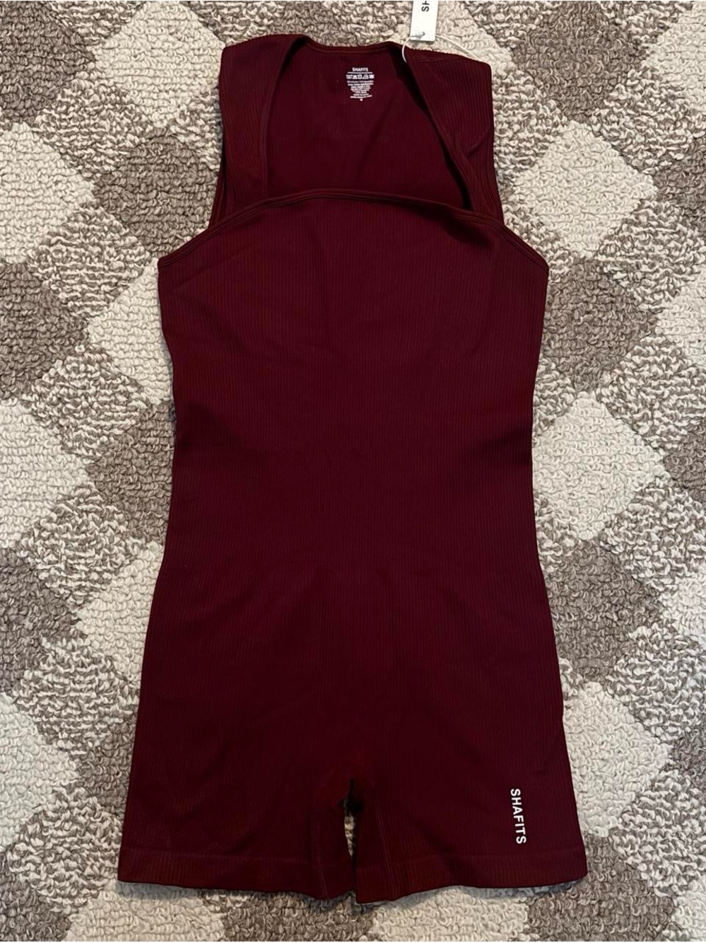 Ribbed Burgundy One-Piece Gym Romper